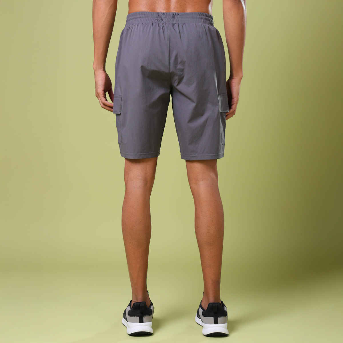 Technosport Men Poly Solid Slim Fit Sports Shorts with TS FLEXI | Iron Grey | XL