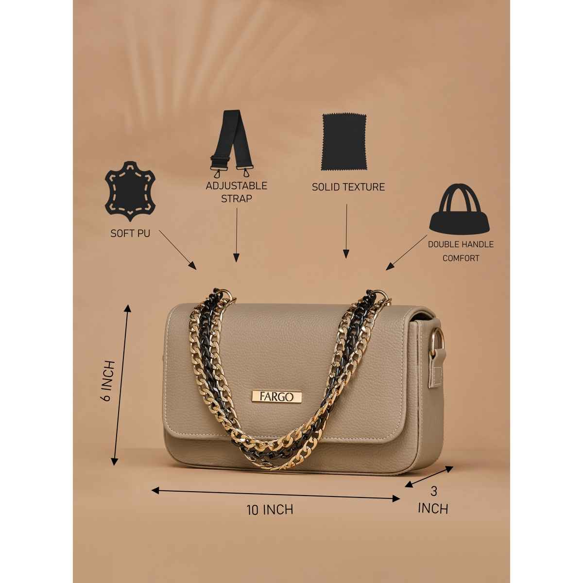 Fargo Tan Sling Bag Women's Leatherette Sling Bag
