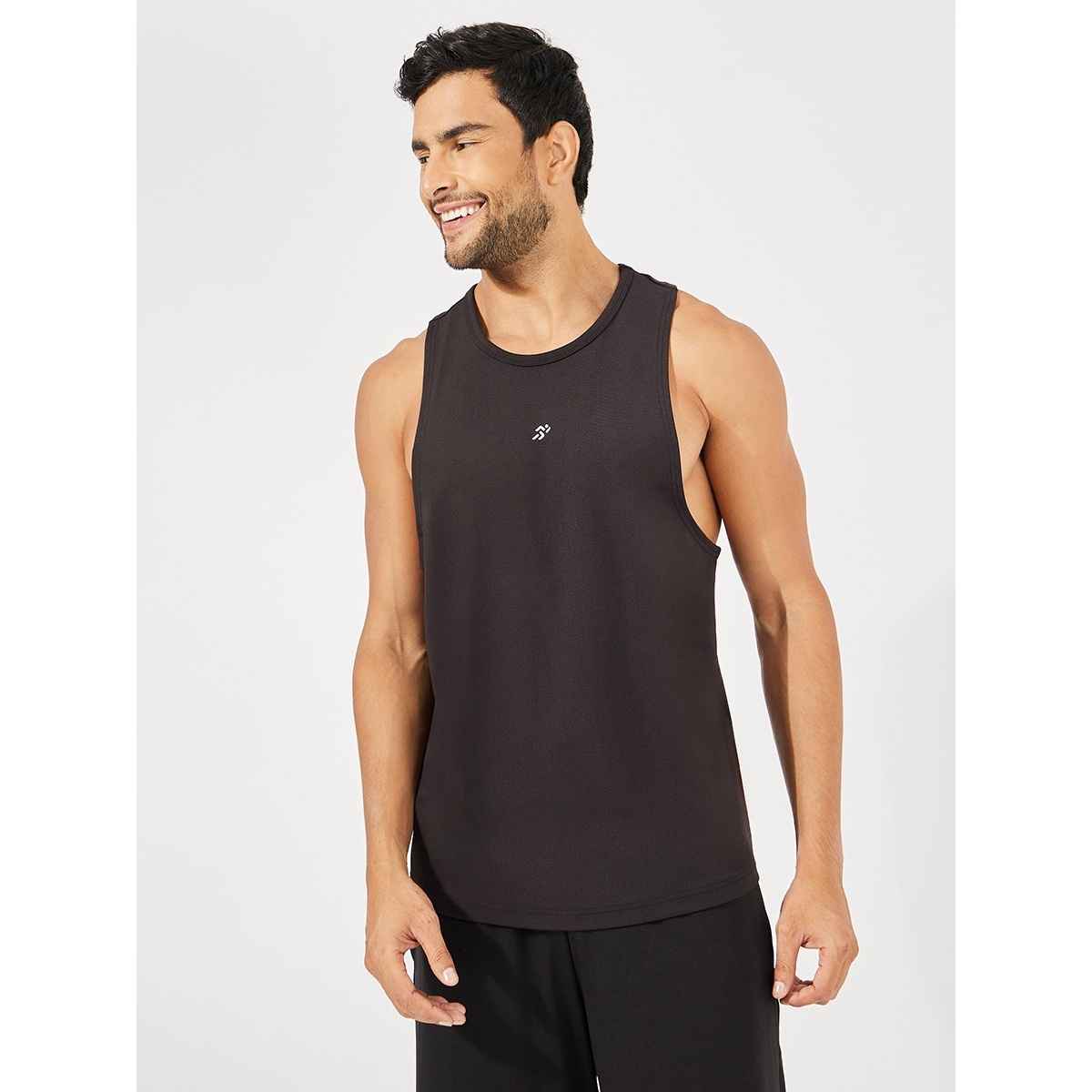 Styli Men's Super Stretch Drop Armhole Stringer Workout Tank | Black - M