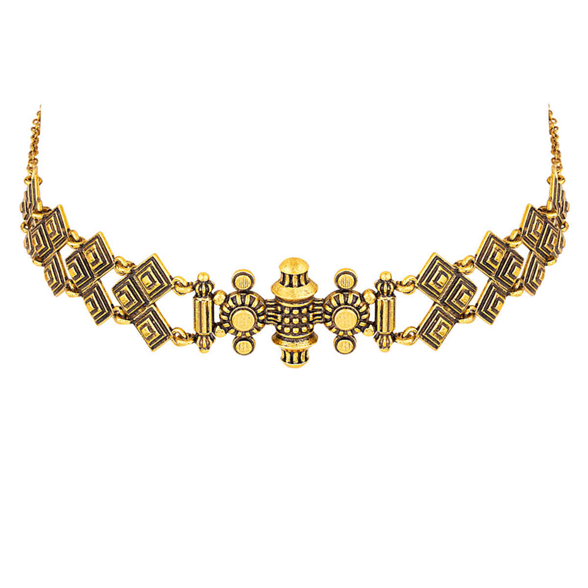 Voylla Temple Of Love Lattice Pattern Choker Necklace