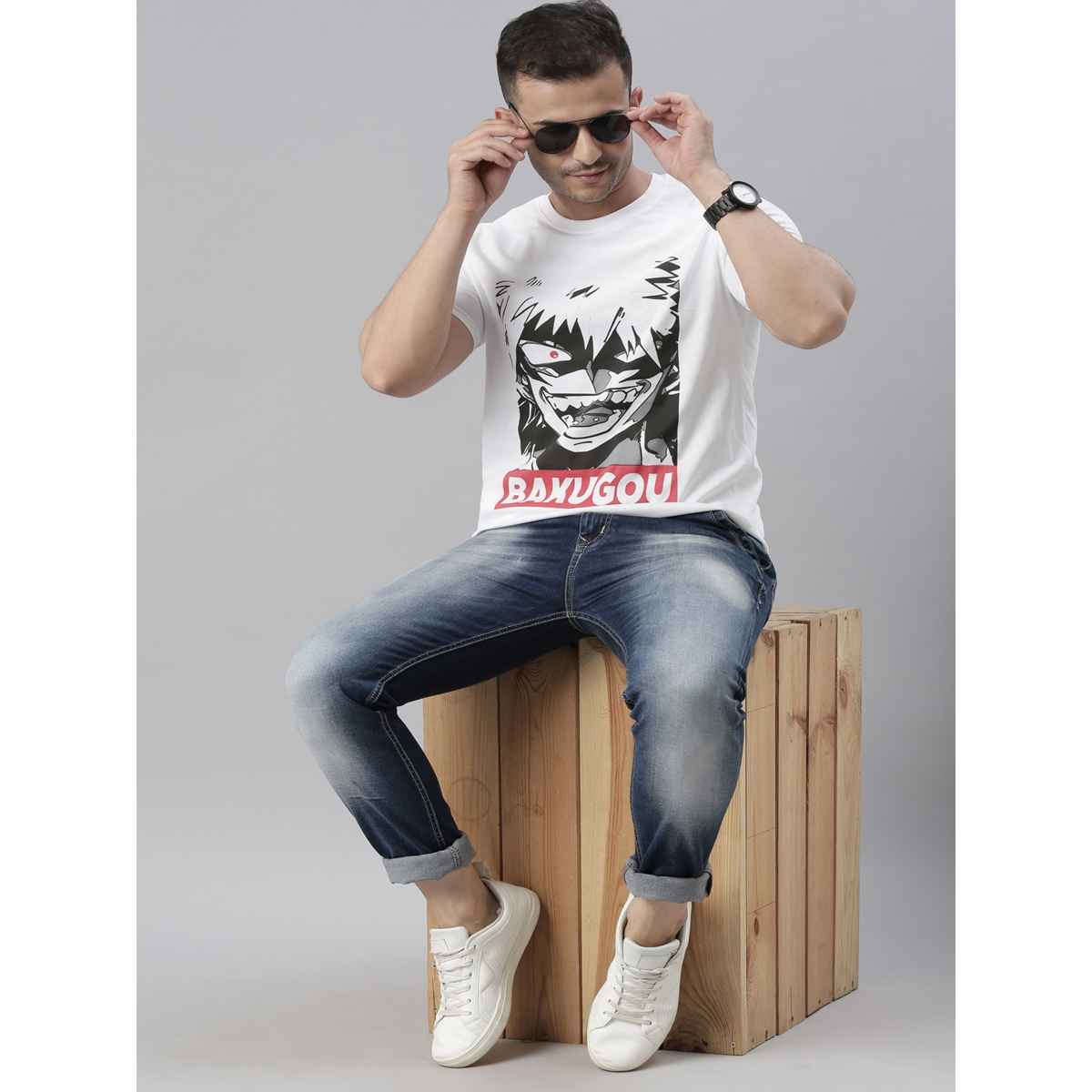 Bushirt Men's Bakugou | Jujutsu Kaisen Anime T-shirt | White - S