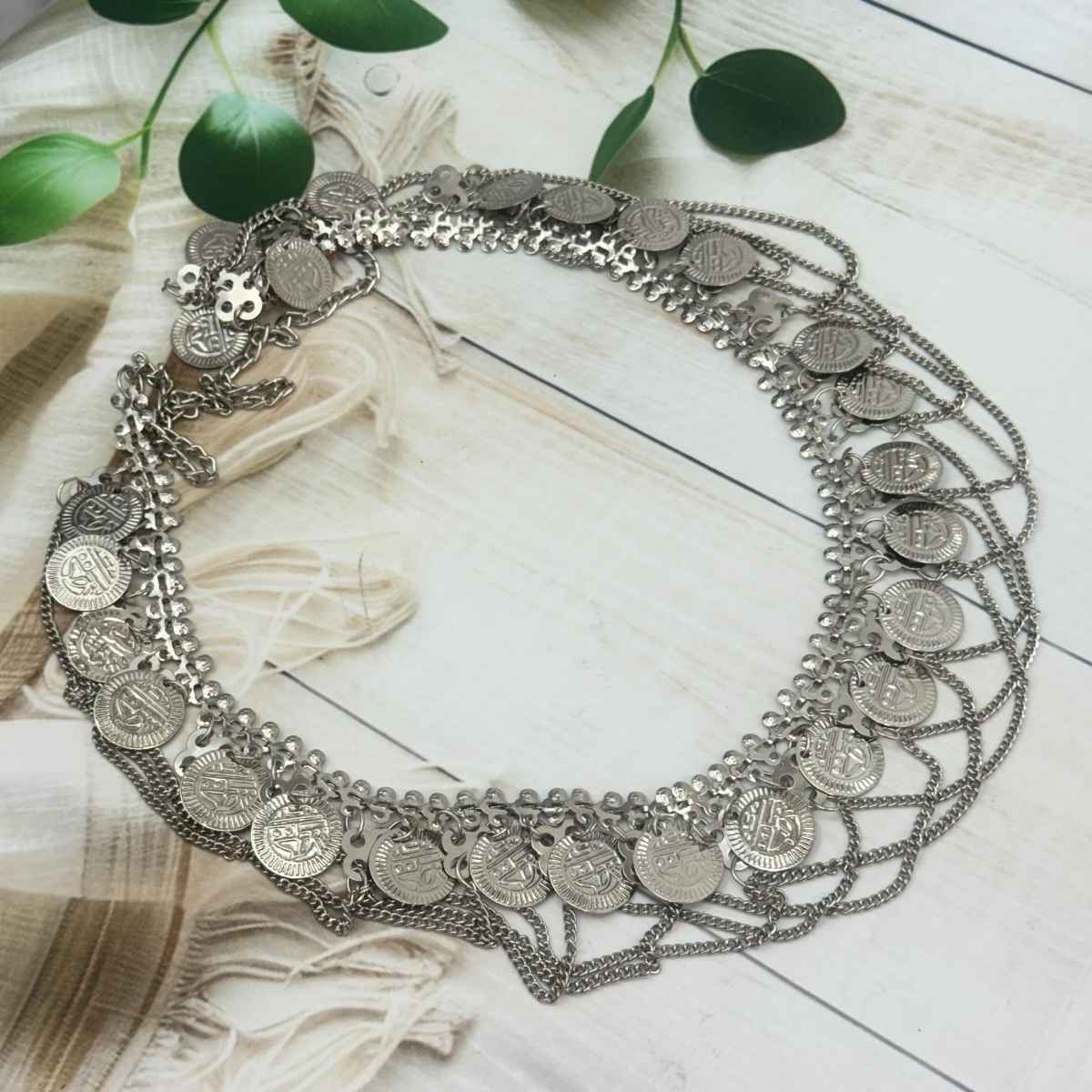 The Opal Factory Silver Oxidised Single Line Coin Kamarband