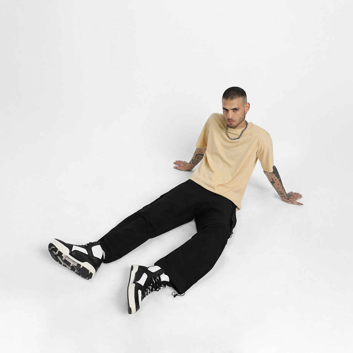 Veirdo Pure Cotton Oversized Fit Round Neck Swanwhite T-Shirt For Men - XXL