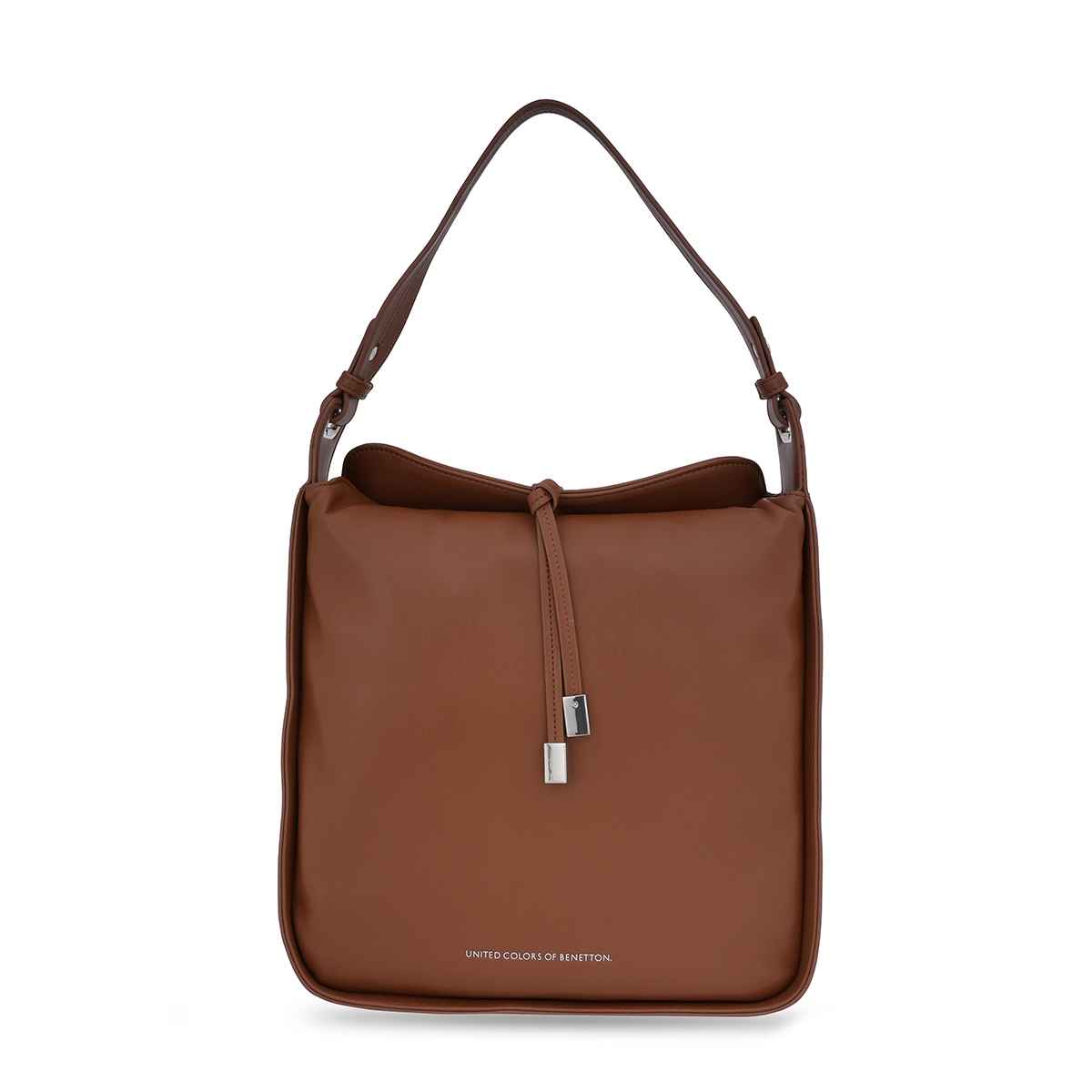 United Colors Of Benetton Women's Solid PU 7.57 L Shoulder Handle Hobo Handbag | Brown - L