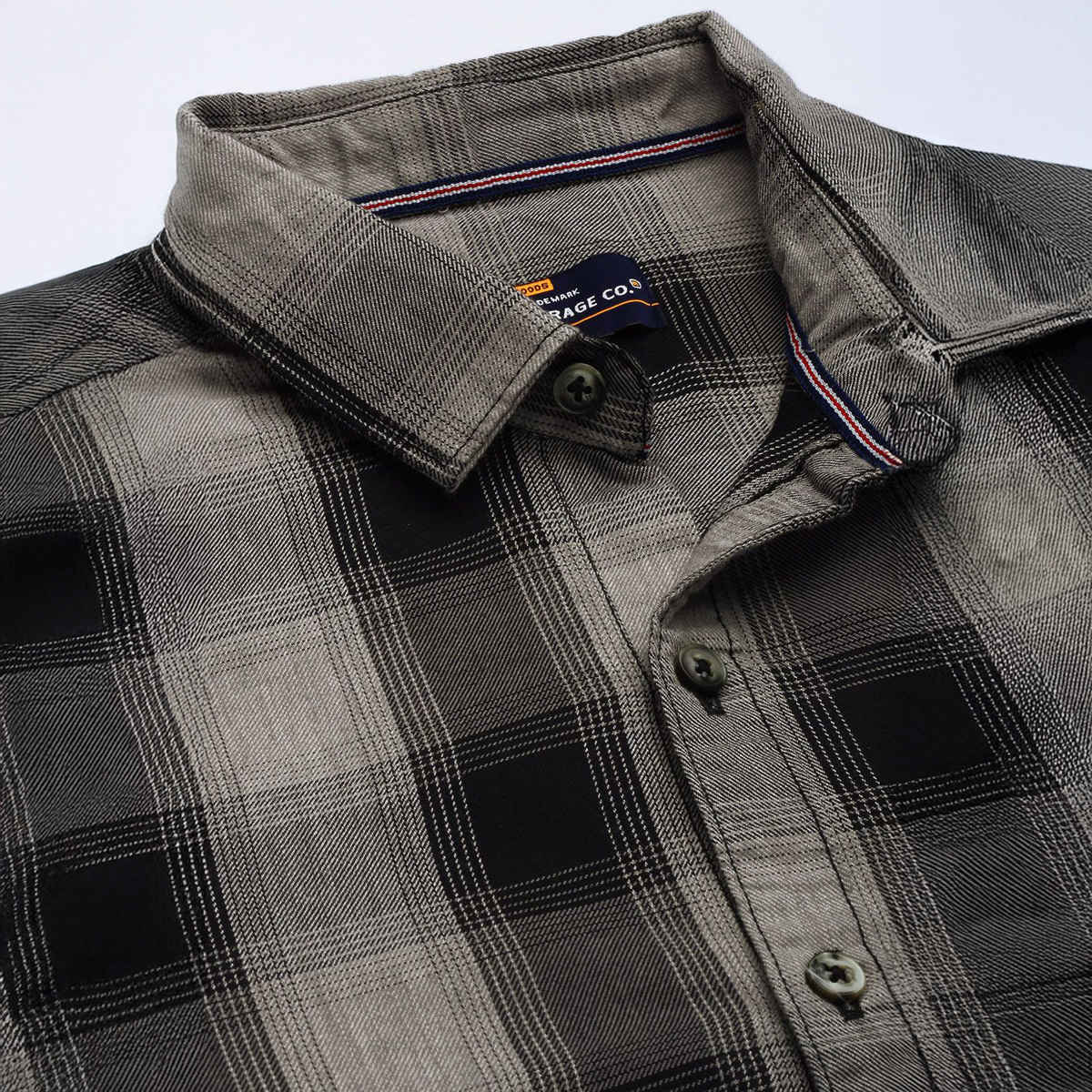 The Indian Garage Co Men's Slim Fit Checkered Casual Shirt | Grey - L