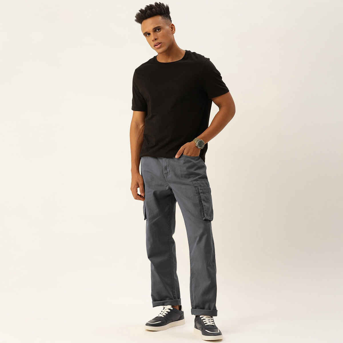 Bene Kleed Men's Straight Fit Cargo Trousers | Iron Grey - 30