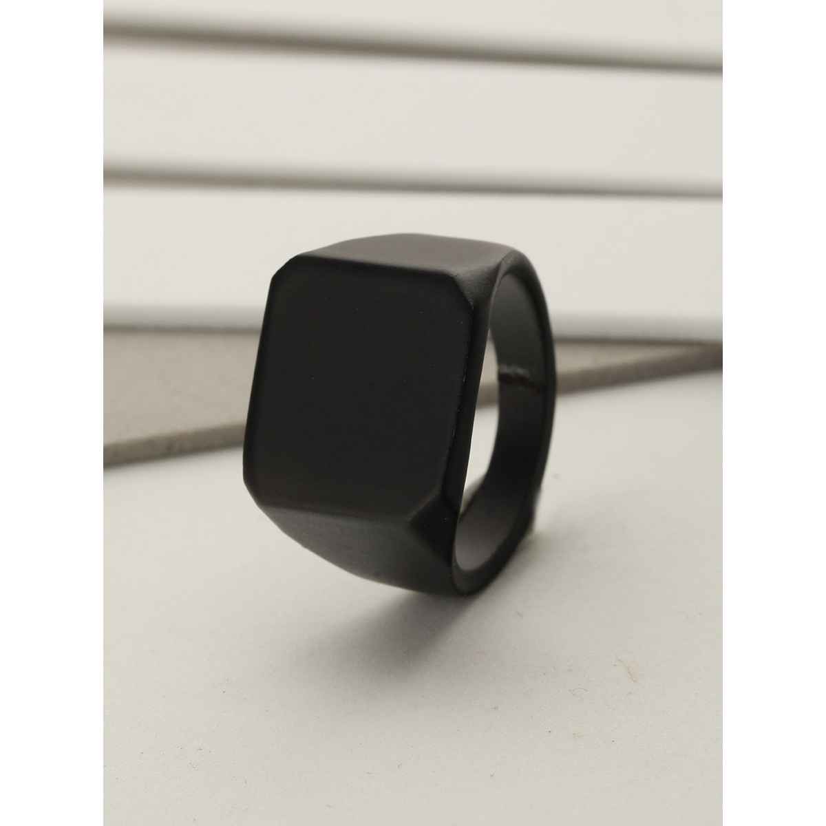 Priyaasi Bold By Priyaasi Solid Black Block Finger Ring For Men (Bd-Rng-30018)