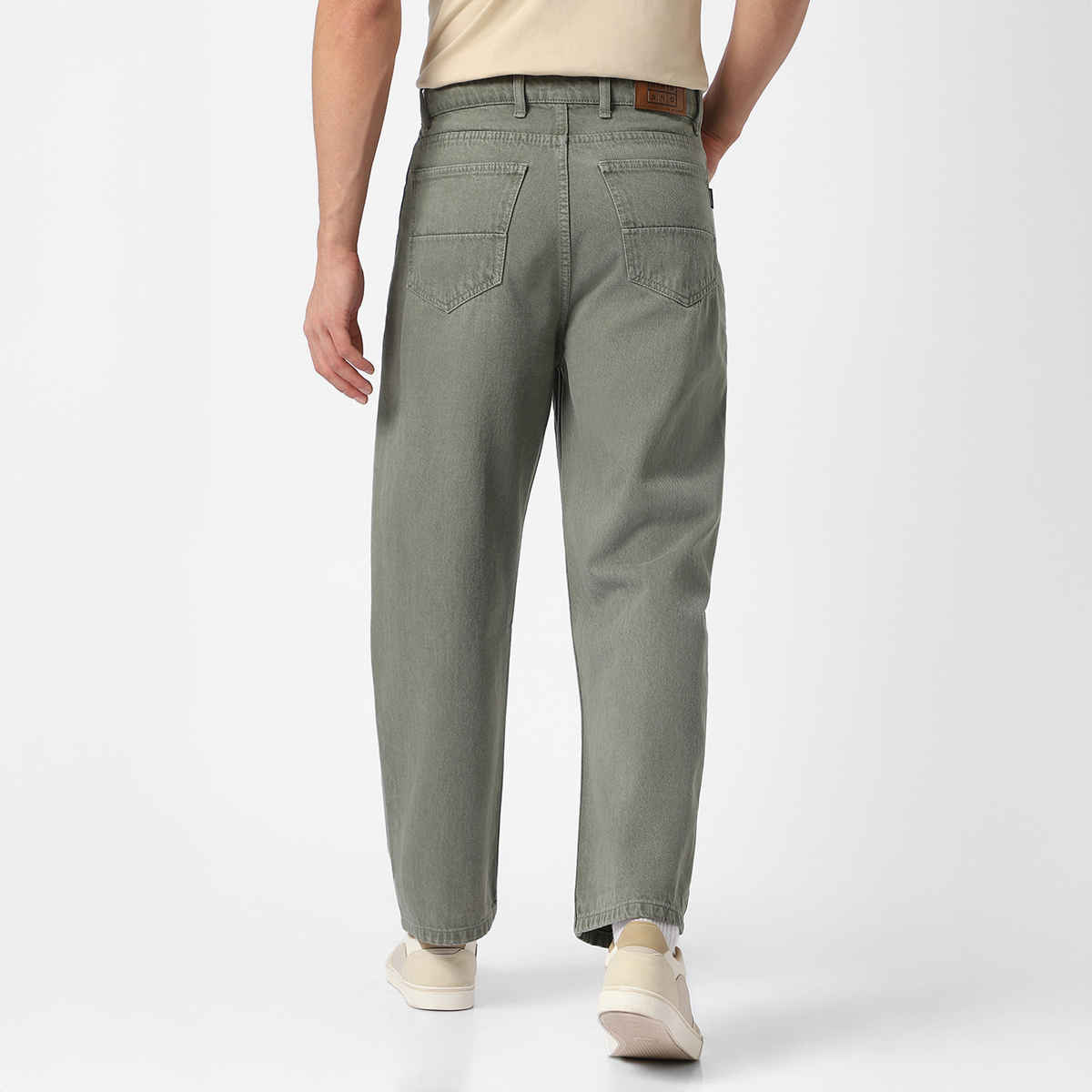 Urbano Fashion Men's Olive Green Loose Baggy Fit Washed Jeans Non-Stretchable-32