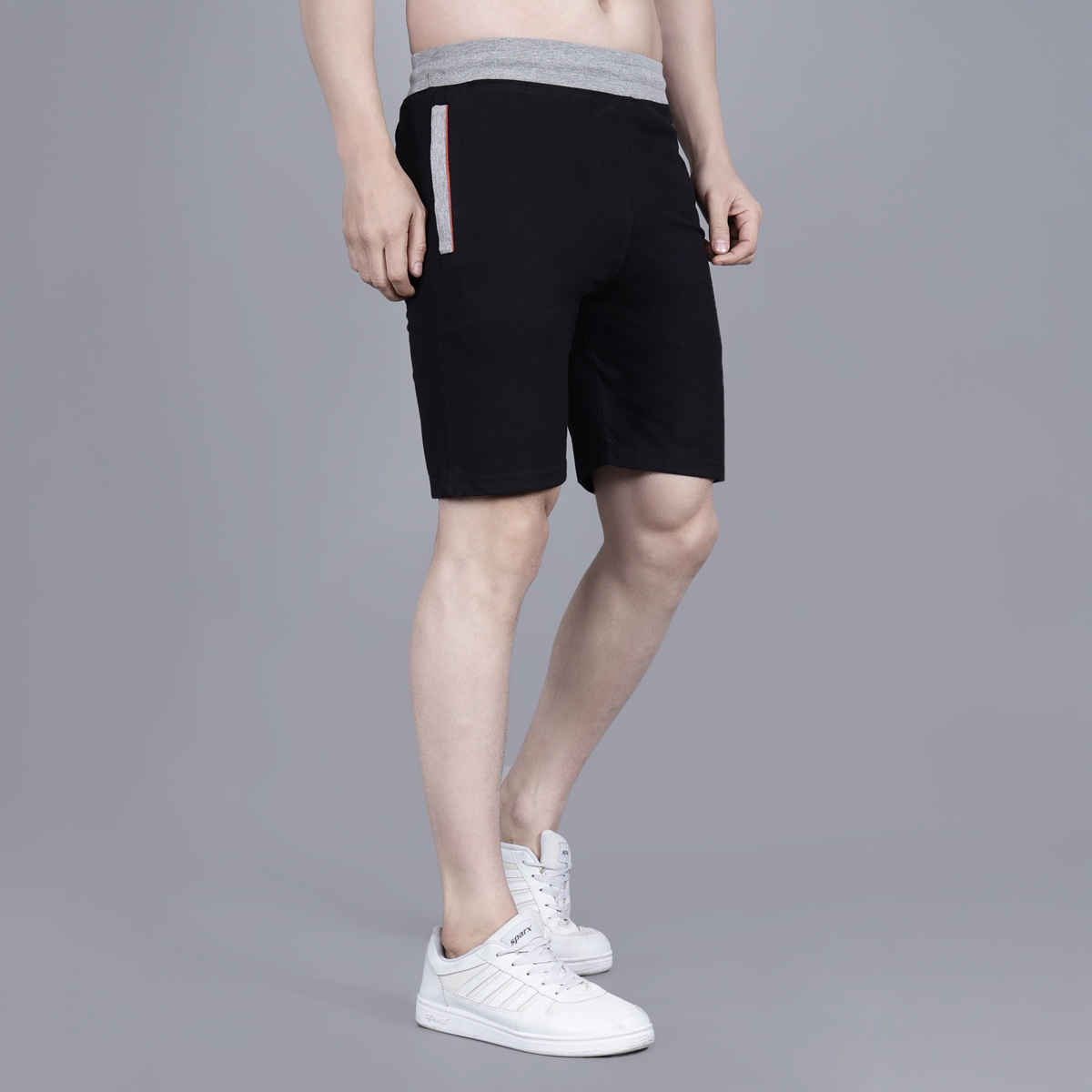 Texfro Men's | Solid Knee Length Sports & Regular Shorts with Side Pockets - Black | L