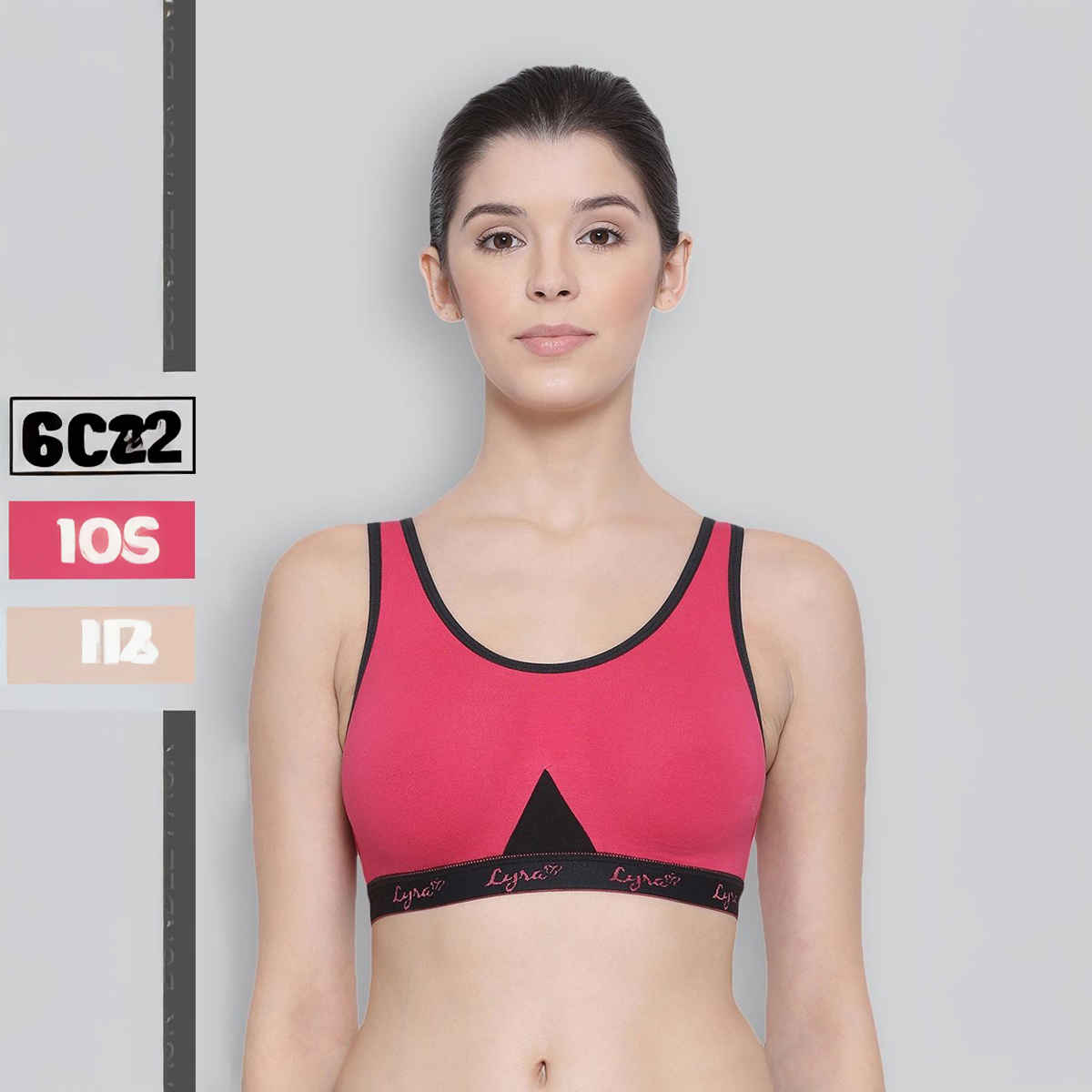Lyra Women's Sports Bra Non Padded | Skin and Fuchsia - 34B