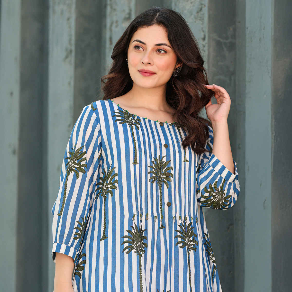 INDO ERA Women's Printed A-Line Kurta Pant set | KS0ML11341 | Multicolour - L