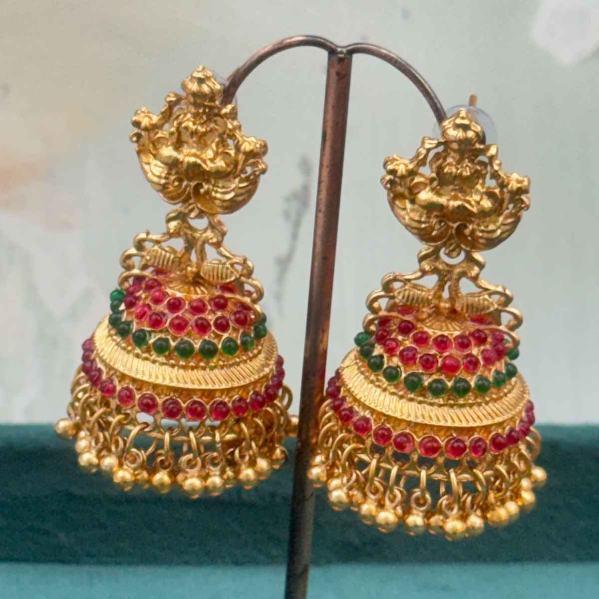 The Opal Factory Temple Jewelry Laxmi Jhumki Earrings | Gold