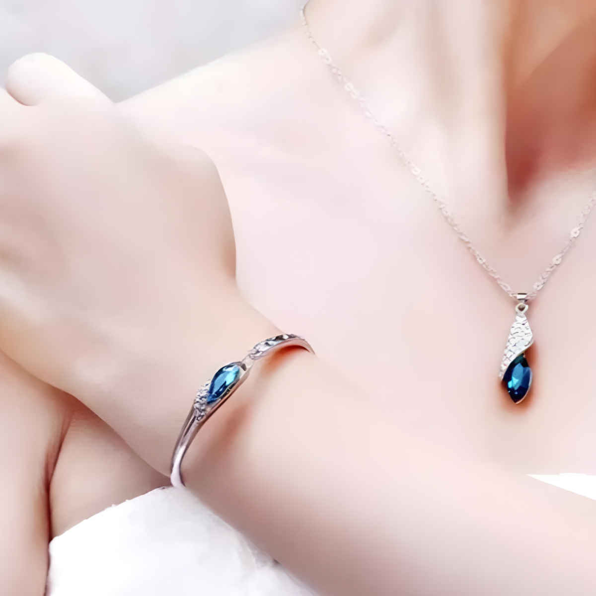 YouBella Combo of Crystal Necklace Set with Earrings & Bracelet for Girls&Women (YBCRS - COMBO - 00023)
