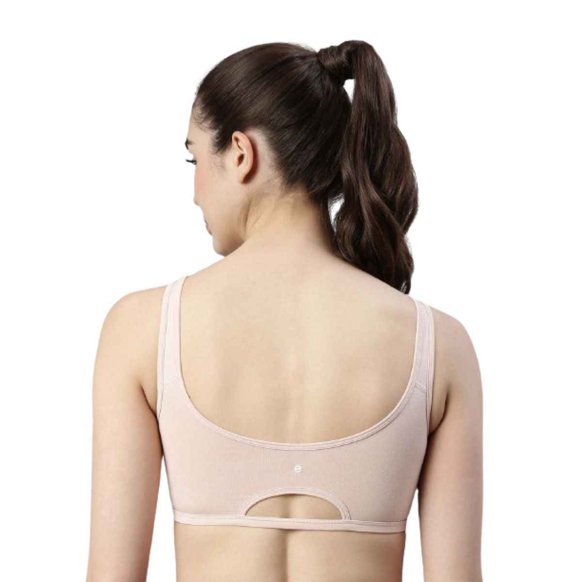 Enamor Women's SB06 Cotton Lounge Sports Bra | High Coverage | Non Padded | Wirefree | Pearl | L