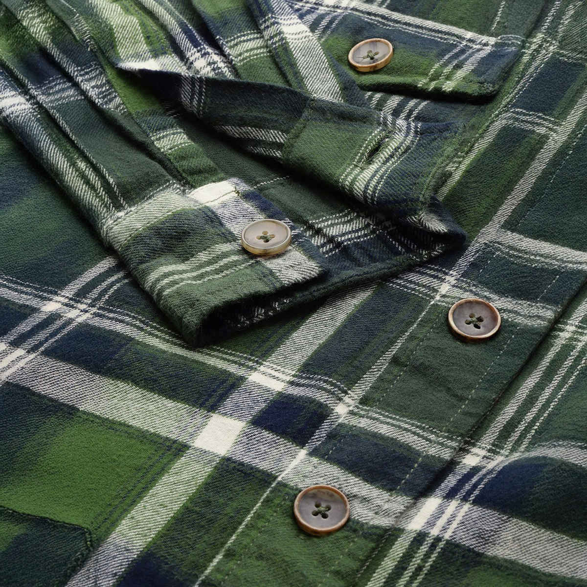 The Indian Garage Co Men's Regular Fit Checked Casual Shirt | Olive - L