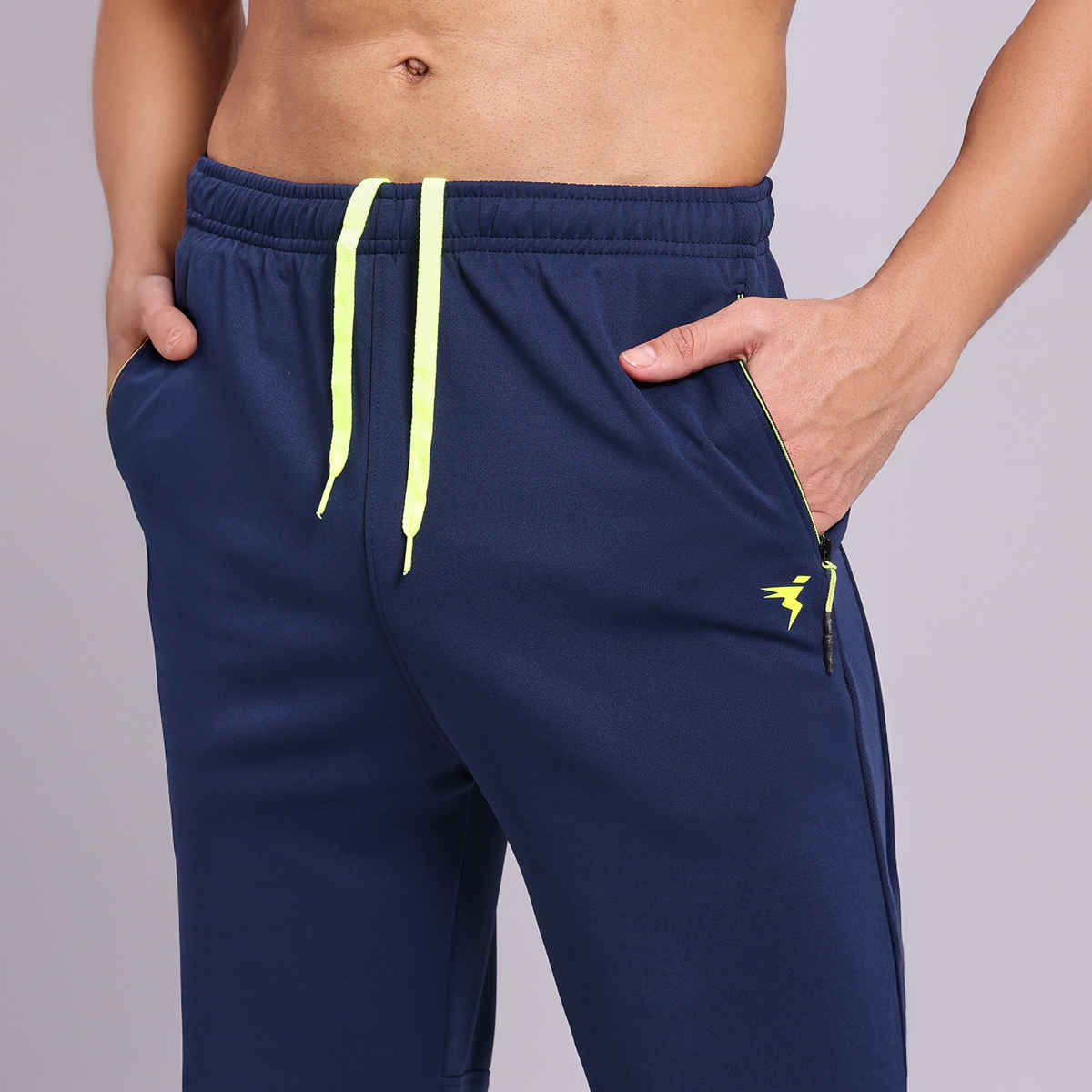 Technosport Men Poly Solid Slim Fit Sports Trackpants with TECHNO DRY | Navy | XXL