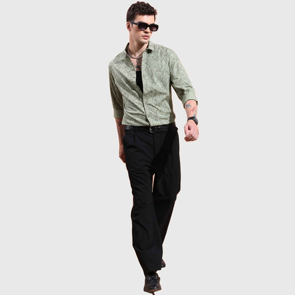 Ketch Men Slim Fit Floral Printed Casual Shirt | Green | XL