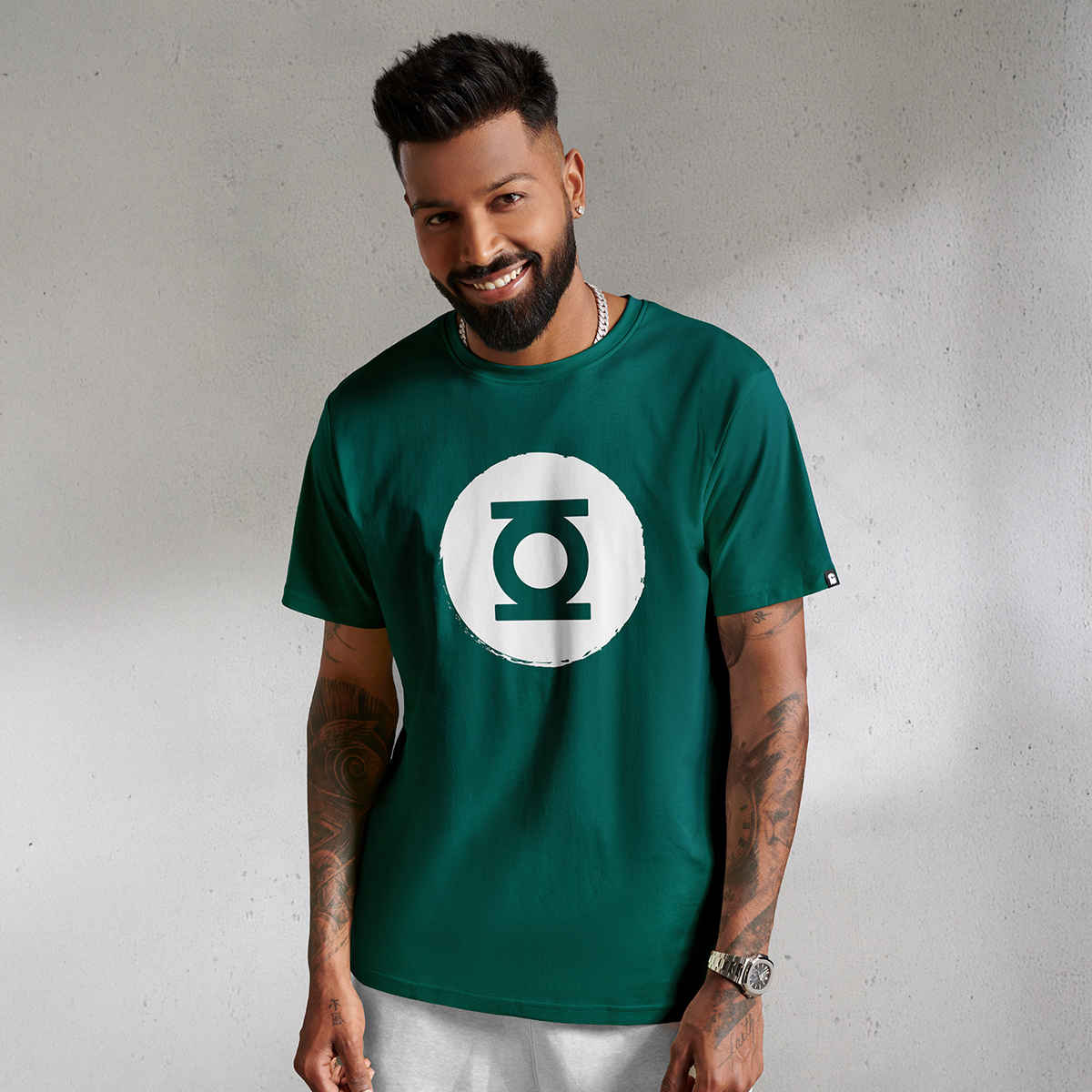 The Souled Store Men's Regular Green Lantern- Logo T-Shirts | Green | S