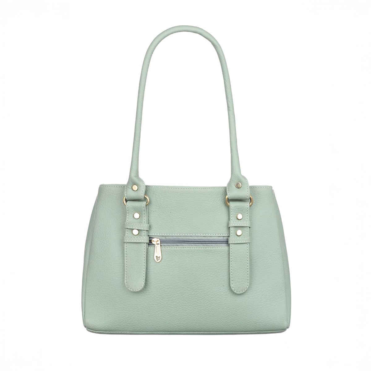 Fostelo Women's Vegan Leather River Side Handbag Shoulder Bag Ladies Purse | Pista Green - Large