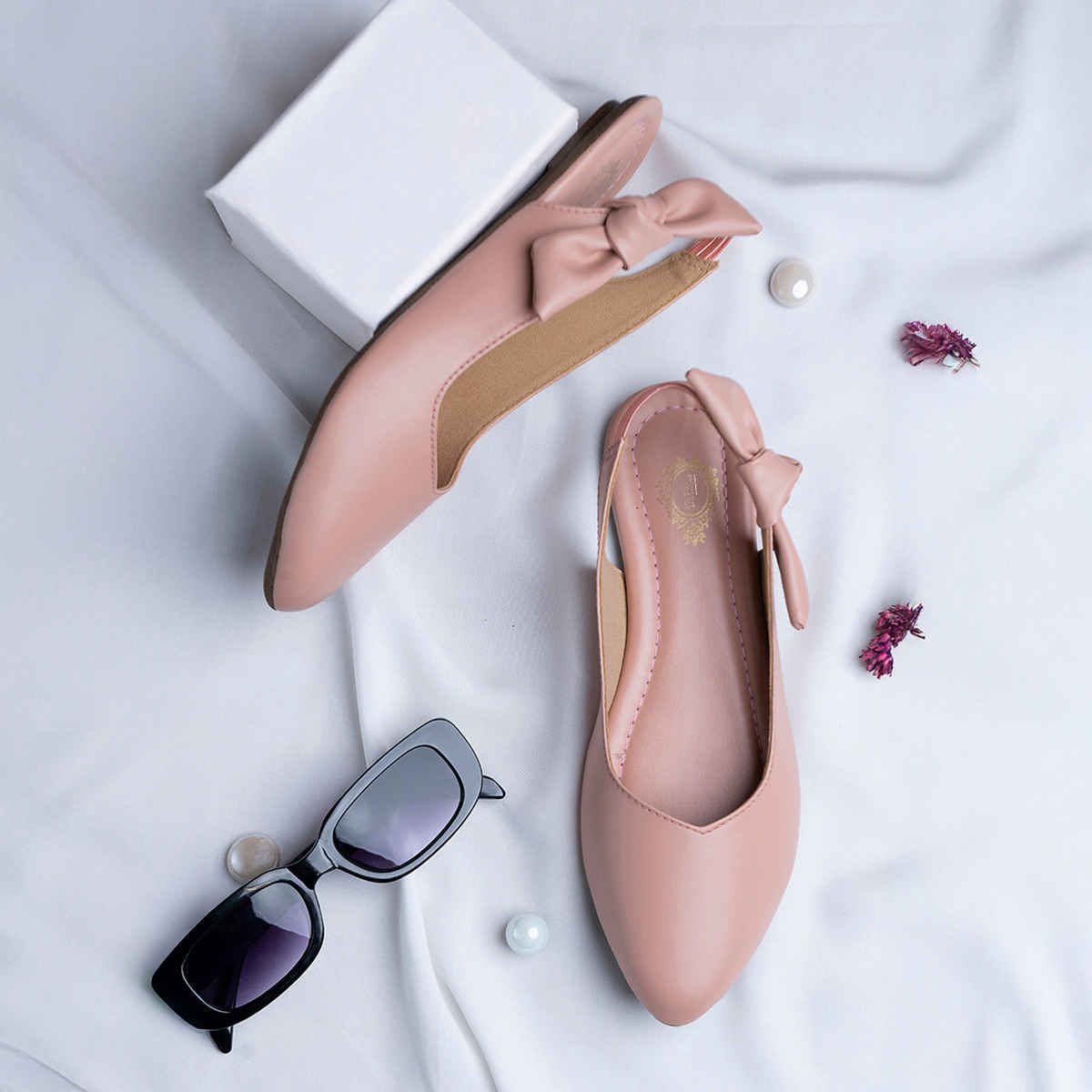 Shoetopia Casual Side Bow Detailed Pink Flat Belly For Women | UK 7