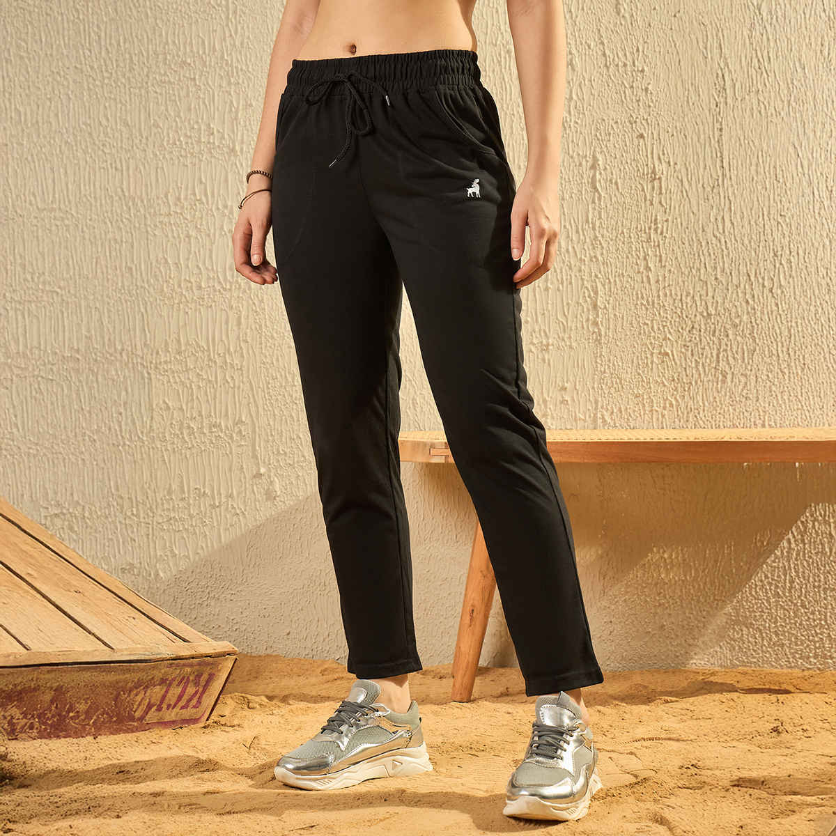 Modeve Women's Regular Fit Track Pants | Black - M