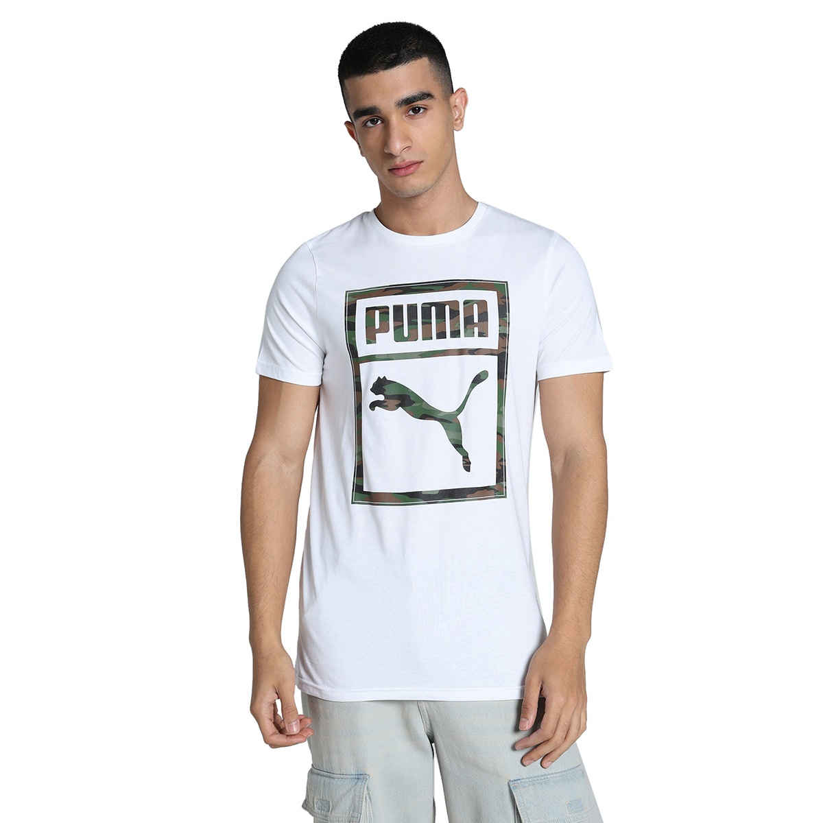 Puma Men's T-Shirt Ess Camo Graphic - White | S