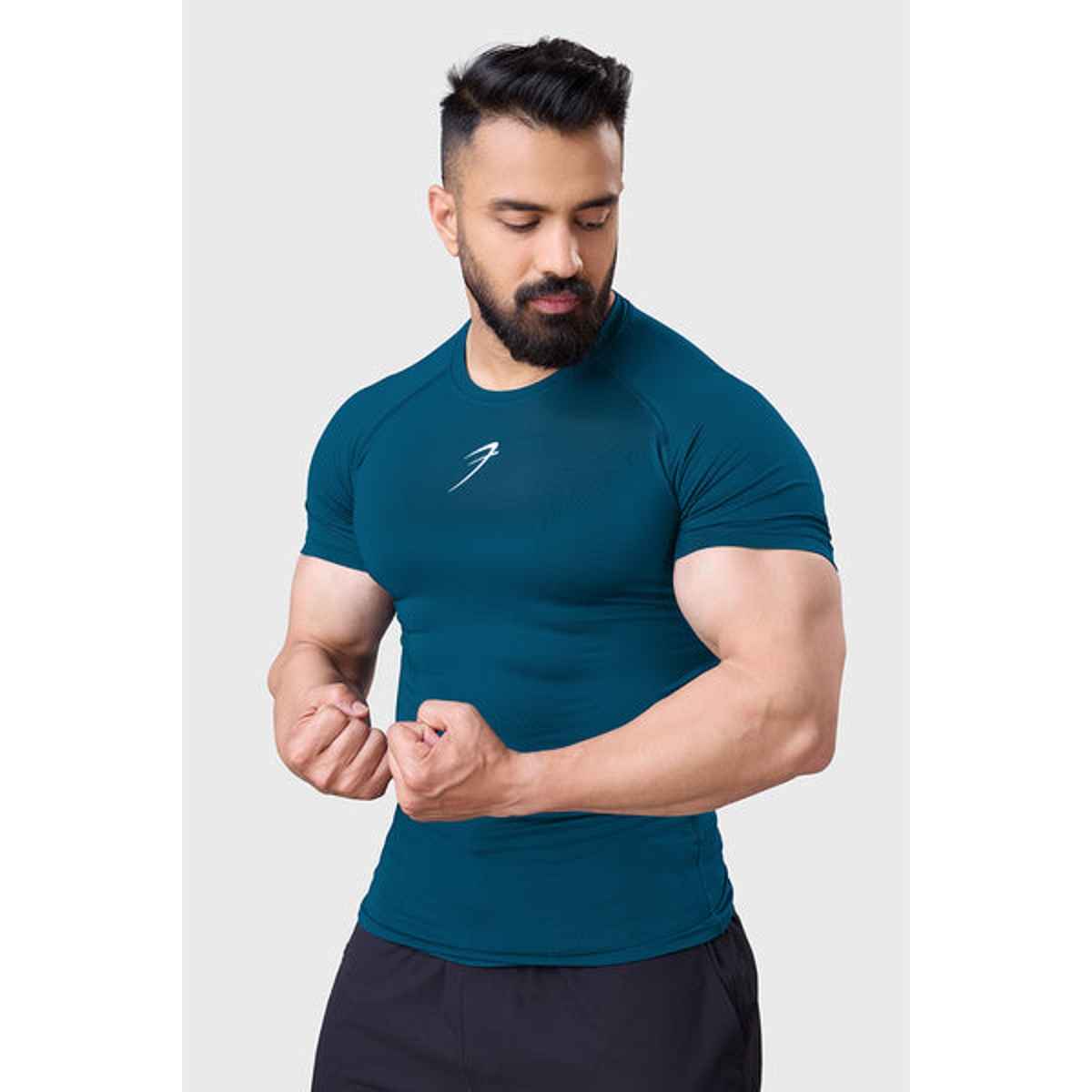 Fuaark Men's Compression GYM T-shirt | Teal - M