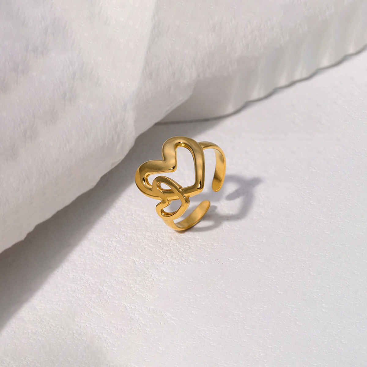 Label She Gold-Plated Stainless Steel Heart Themed Adjustable Ring | LS-RNG-72207
