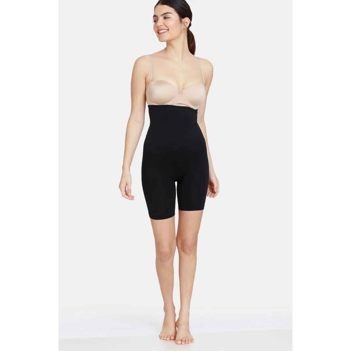 Zivame Women's All day Highwaist Thigh Shaper | Black - 2XL