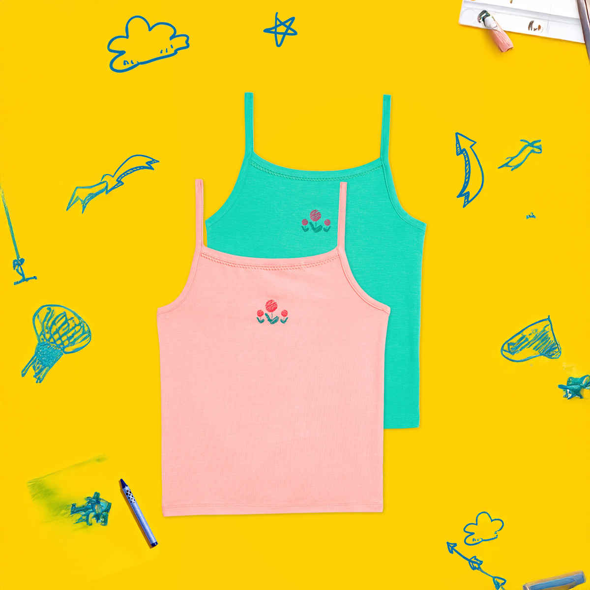 XY Life Slips for Girls, Tencel Modal, Antimicrobial - Aqua Green+Frost Pink | 9-10Y| Pack Of 2