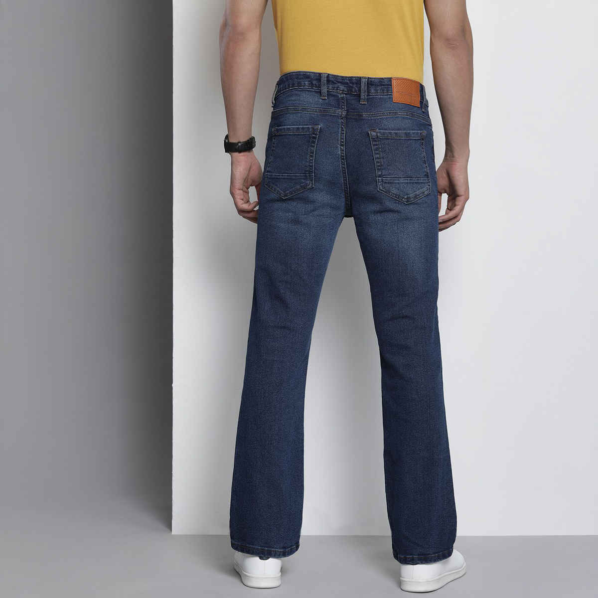 The Indian Garage Co Men's Bootcut Solid Casual | Blue - 32