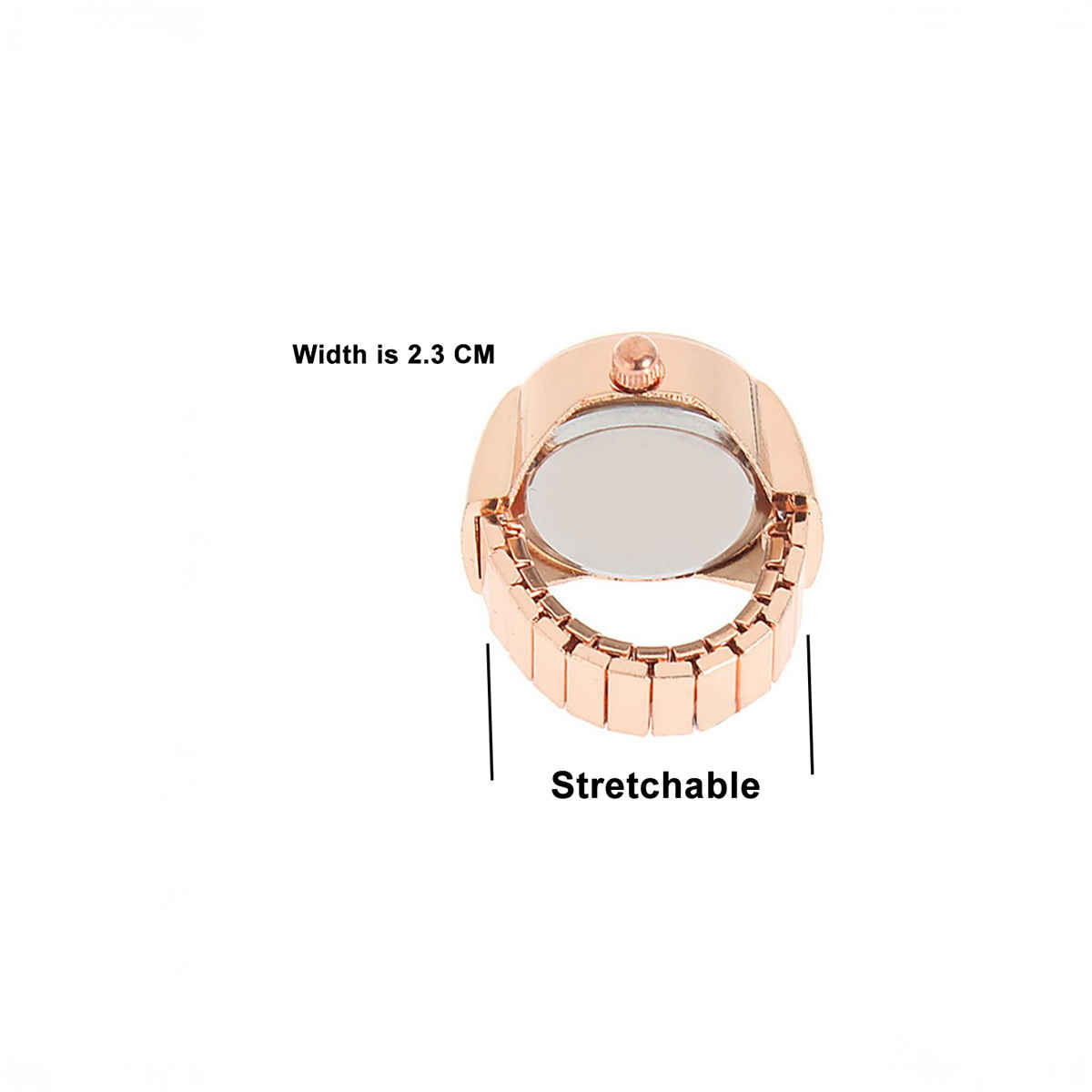 Yellow Chimes Stretchable Rose Gold Watch Ring for Women
