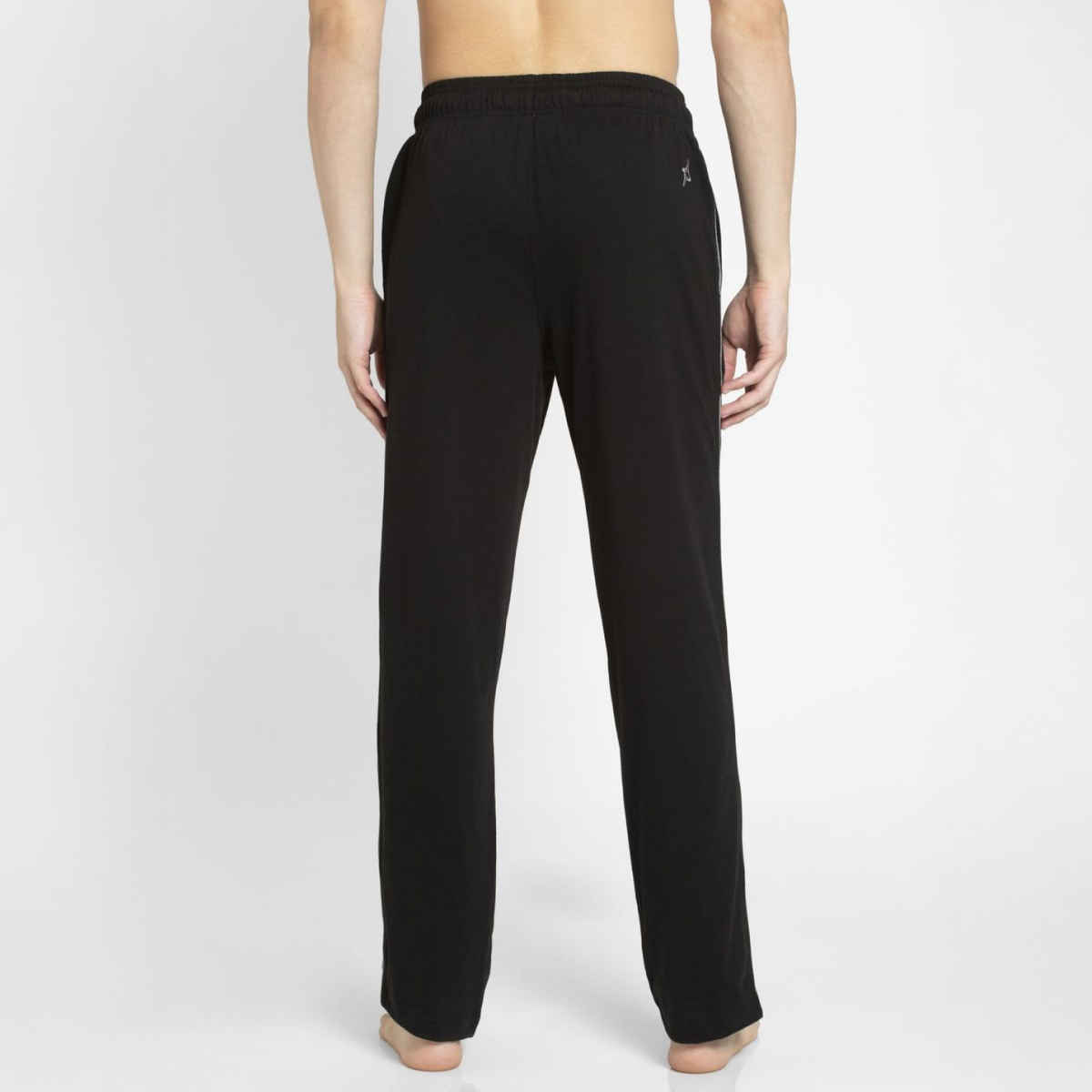 Jockey 9500 Men's Super Combed Cotton Rich Trackpants|Regular Fit|Side Pockets | Black/Grey Mel-L