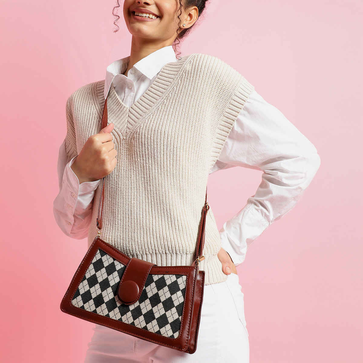 Haute Sauce Women's Solid Vegan Leather 1 L Sling Bag | Multicolour