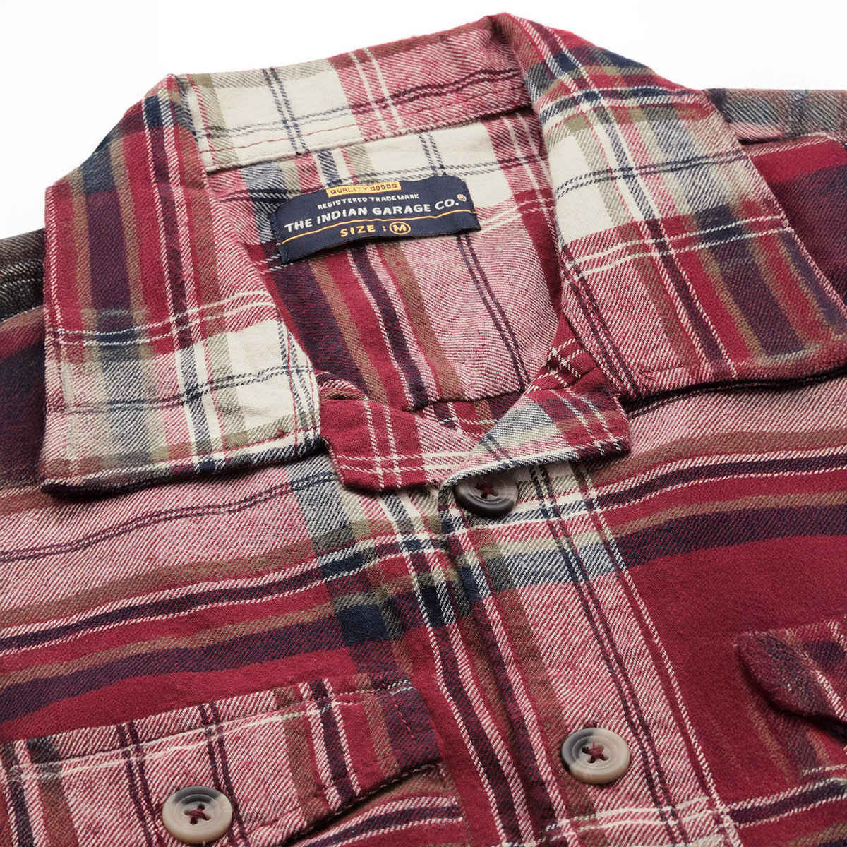 The Indian Garage Co | Men Regular Fit Checkered Casual Shirt | Maroon | M