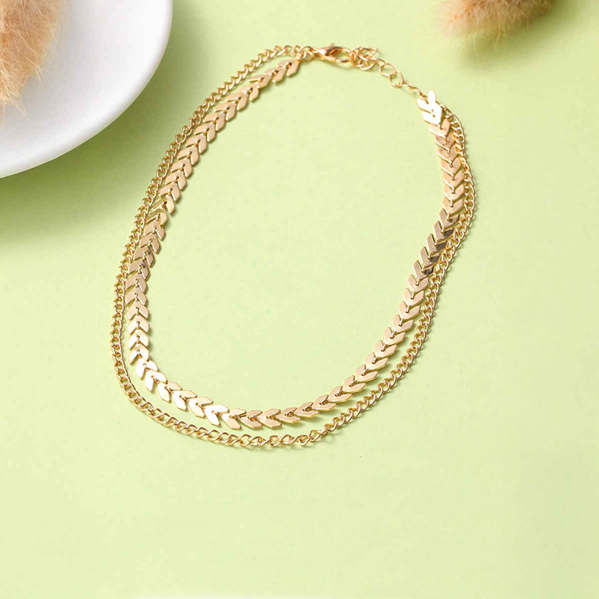 Yellow Chimes Yellow Chimes Choker Necklace | Gold Plated Dual Chain Choker for Women & Girls