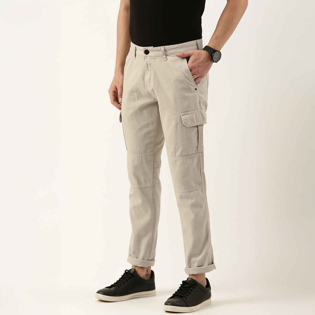 IVOC Men's Slim Fit Cargo Trousers | Grey - 34