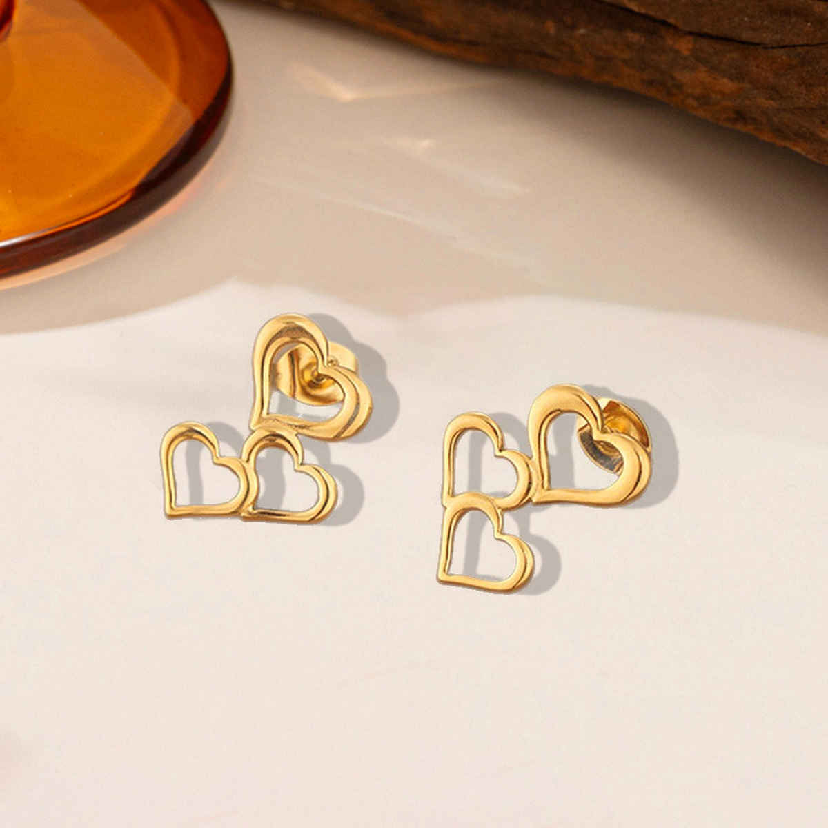 LabelShe Gold Plated Stainless Steel Heart Themed Stud Earrings | LS-ERG-57098