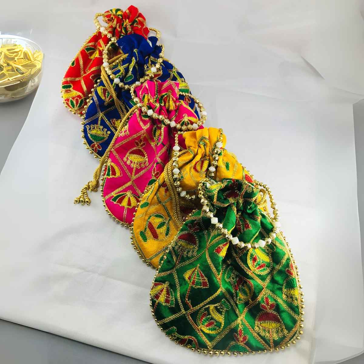 Gullak Women's Embroidered Silk Potli | Multicolour
