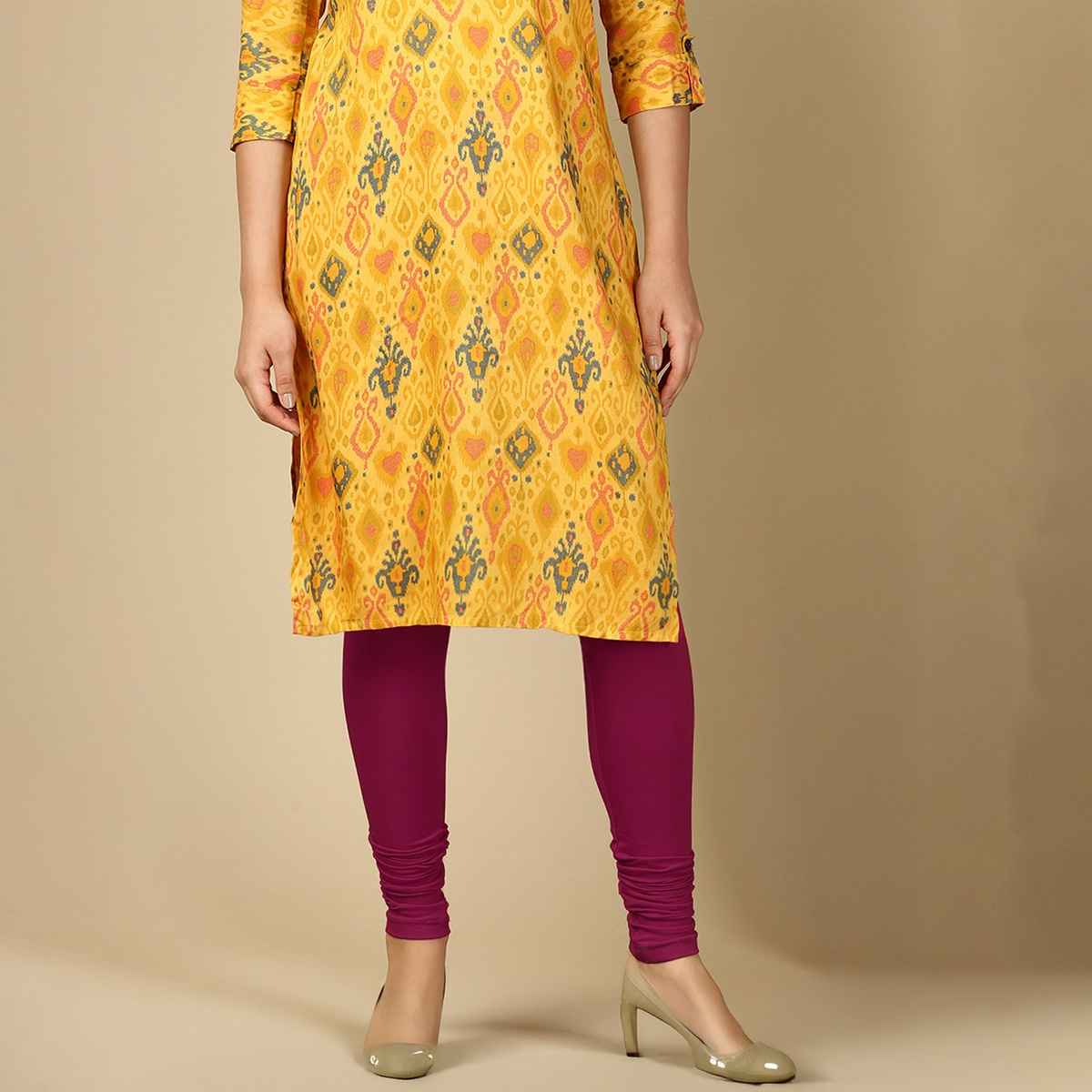 PYNK By Lux Cozi Women Ultra Soft 360 Stretch Premium Cotton Churidar Leggings | Falsa | Free Size