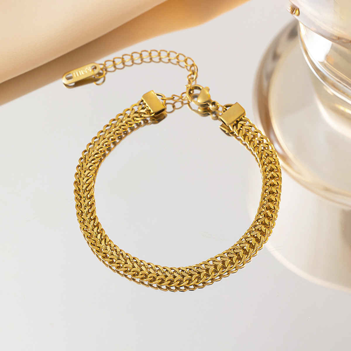 Label She Gold Plated Anti Tarnish Stainless Steel Contemporary Wraparound Bracelet | LS-BNG-16212