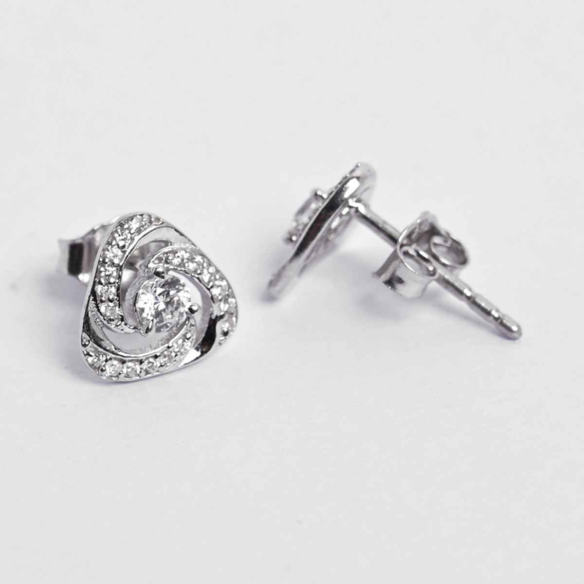Clara 925 Sterling Silver Bianca Solitaire Stud Earrings | Platinum Plated | Swiss Zirconia