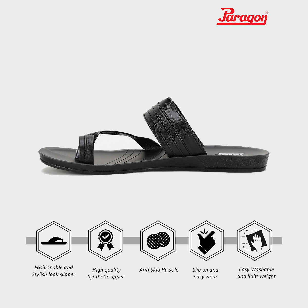 Paragon Men's Black Pu Sandals PUK2234G UK 6