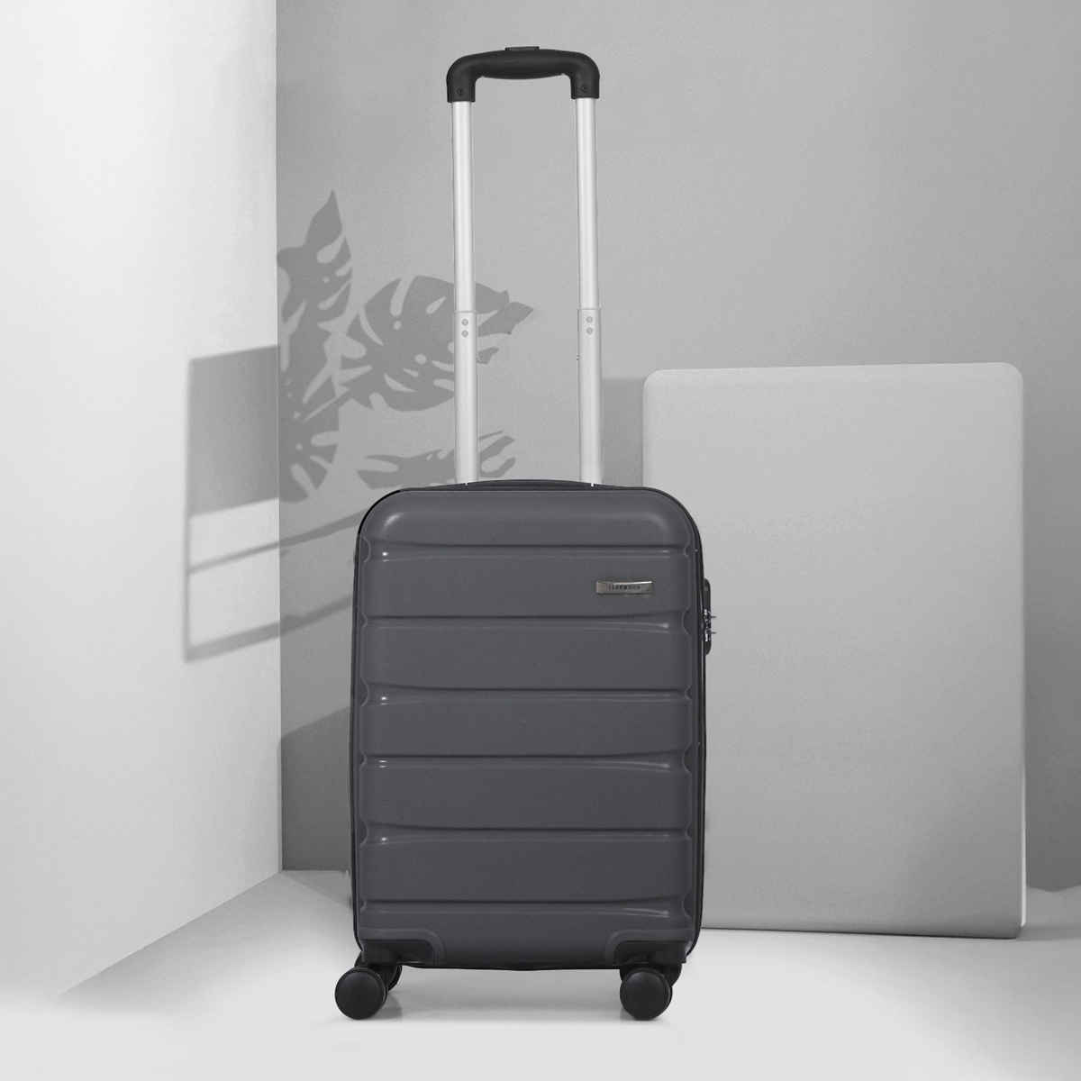 Teakwood Cabin Sized 360 Degree Rotation Hard Trolley Bag | Grey