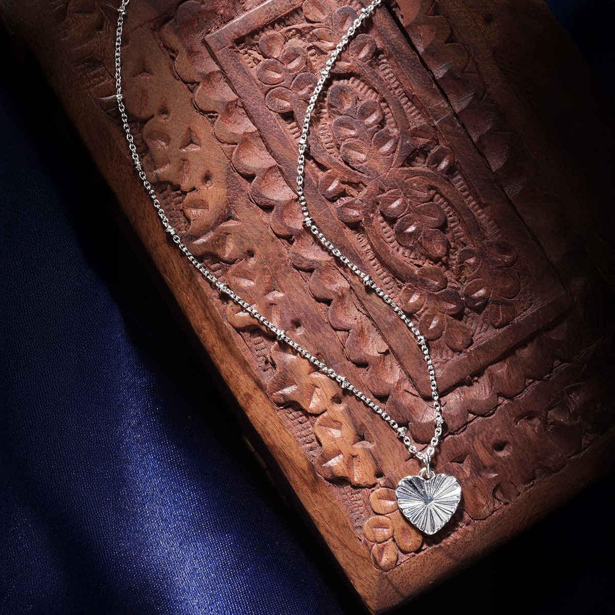 Accessorize London Women's Silver Textured Heart Pendant Necklace