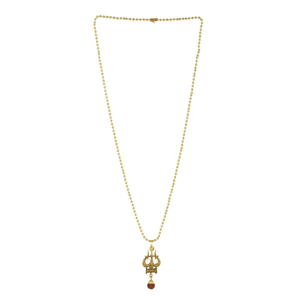 Priyaasi Bold By Priyaasi Rudraksh Trishul Gold-Plated Necklace For Men (Bd-Ch-10012)