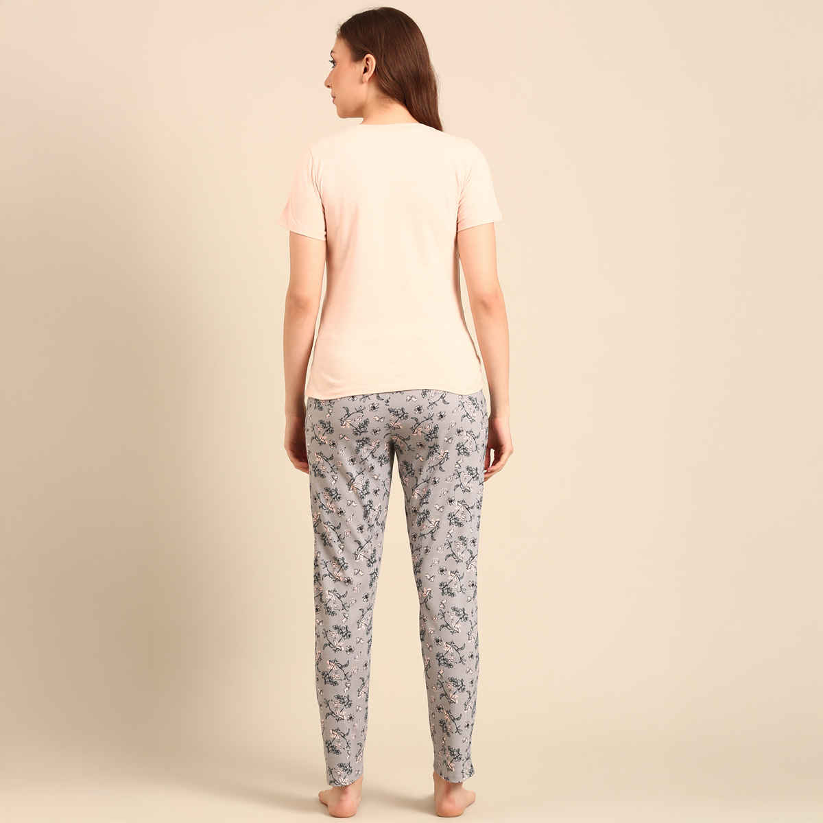 Pepe Jeans Premium Cotton Night Suit | Soft And Comfortable, Grey Floral, Xxl