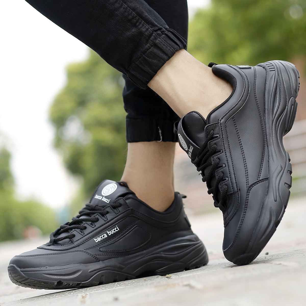 Bacca Bucci Men's Afterburn Urban Fashion Sneakers and Sports Shoes | Black UK - 8