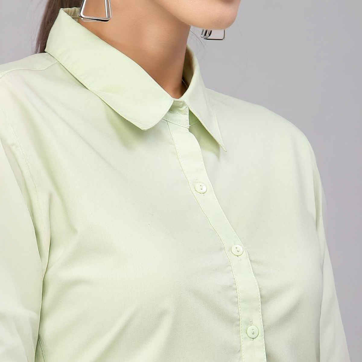 Style Quotient Women Lime Green Solid Classic Formal Shirt-S