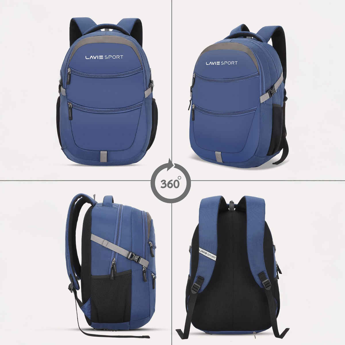 Lavie Sport Unisex Solid Polyester Padded Grab Handle Laptop Backpack | Navy | M (31 x 20 x 46 cm)